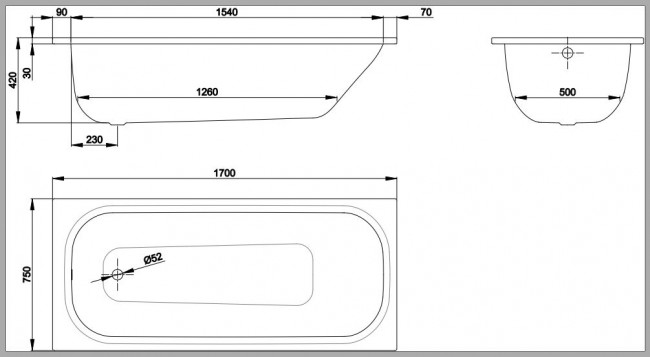 Ванна стальная Bette BetteForm 170*75 2947-000AD с шумоизоляцией
