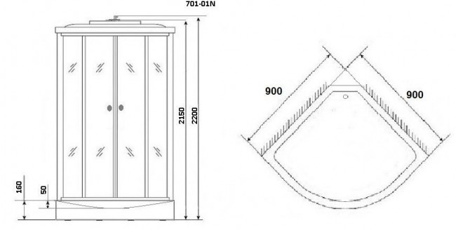 Душевая кабина Niagara NG-701-01N 90*90