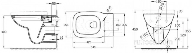 Унитаз подвесной Roca Debba 34699L00Y безободковый без сиденья
