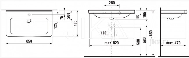 Раковина Jika Cubito 85 8.1042.6.000.104.1