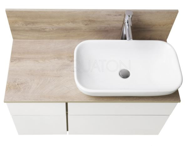 Столешница под раковину Акватон Мишель 100 1A253103MIX40 дуб эндгрейн с панелью ВЛДСП