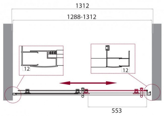 Душевая дверь BelBagno UNO-195-BF-1-130-P-Cr punto