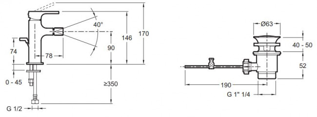 Смеситель Jacob Delafon Strayt E8777-CP для биде