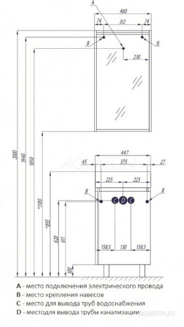Тумба под раковину Акватон Бэлла 1A221501BBAZ0 белая джарра