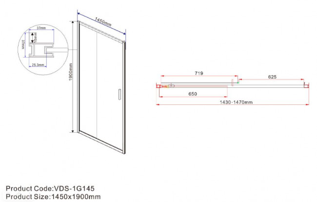 Душевая дверь Vincea Garda 145 VDS-1G145CH шиншилла