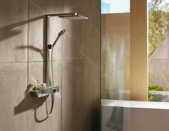 Душевая система Hansgrohe Raindance E Showerpipe 300 1jet EcoSmart с ShowerTablet 600 27364000 с термостатом