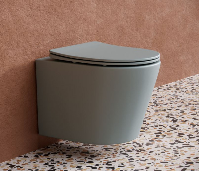 Унитаз подвесной Ceramica Nova Balearica Rimless CN6000MH безободковый с микролифтом антрацит матовый