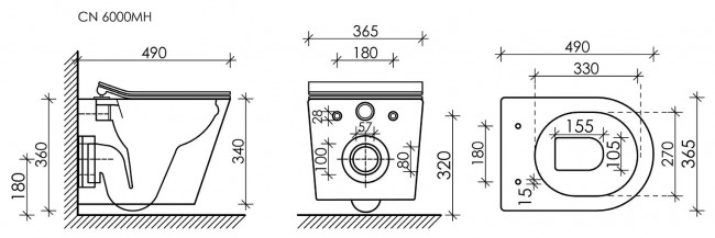 Унитаз подвесной Ceramica Nova Balearica Rimless CN6000MH безободковый с микролифтом антрацит матовый