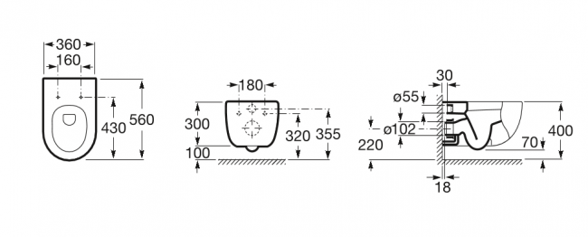 Унитаз подвесной Roca Meridian-N 346247000 без сиденья