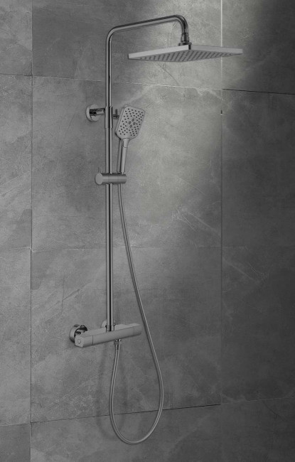Душевая система Vincea Next VSFS-1N0TGM с термостатом вороненая сталь