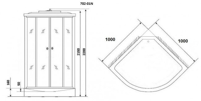 Душевая кабина Niagara NG-702-01N 100*100