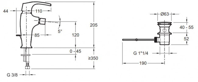 Смеситель Jacob Delafon Symbol E73680-CP для биде