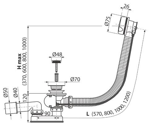 Слив-перелив AlcaPlast A51B полуавтомат