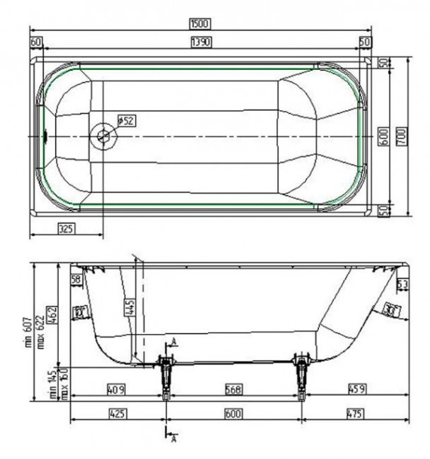 Ванна чугунная Wotte Start 150*70