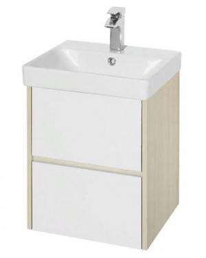 Комплект тумба Акватон Сканди 45 белая дуб верона с раковиной Адриана 45 1A2516K0SDB20