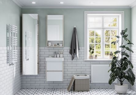 Комплект тумба Акватон Сканди 45 белая дуб верона с раковиной Адриана 45 1A2516K0SDB20