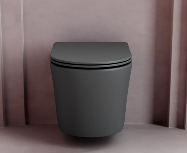 Унитаз подвесной Ceramica Nova Balearica Rimless CN6000MDH безободковый с микролифтом темный антрацит матовый