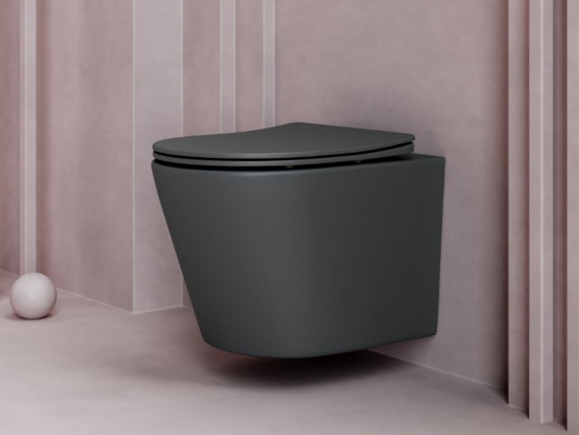 Унитаз подвесной Ceramica Nova Balearica Rimless CN6000MDH безободковый с микролифтом темный антрацит матовый