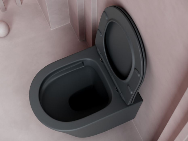 Унитаз подвесной Ceramica Nova Balearica Rimless CN6000MDH безободковый с микролифтом темный антрацит матовый