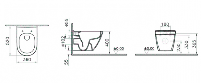 Унитаз подвесной Vitra S50 7740B003-0075 безободковый без сиденья