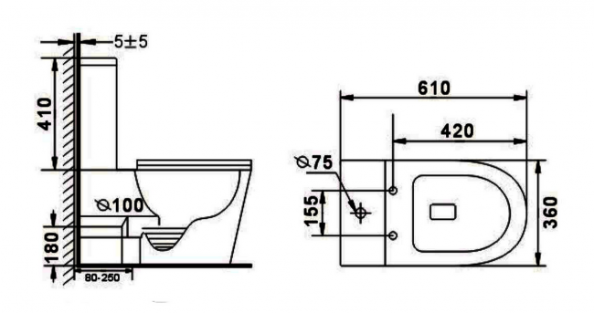 Унитаз напольный Esbano Alagon-C ESUNALAGCMB безободковый черный матовый