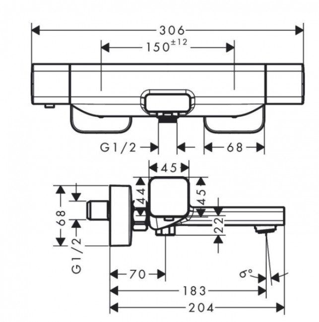 Смеситель Hansgrohe Ecostat E 15774000 для ванны термостат