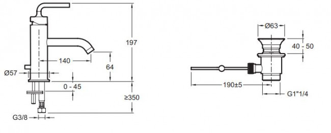 Смеситель Jacob Delafon Purist E14402-4A-CP для раковины