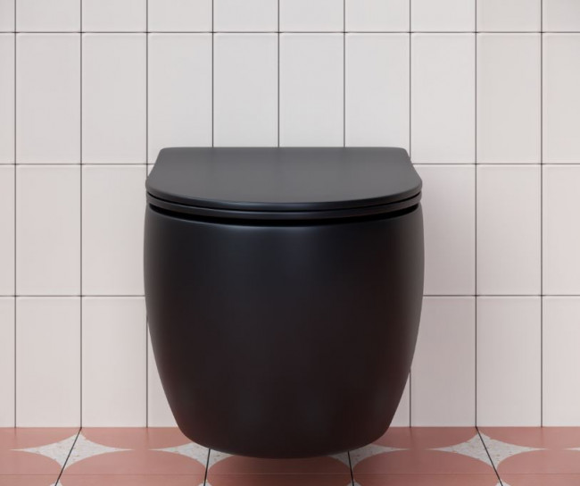 Унитаз подвесной Ceramica Nova Play Rimless CN3001MB безободковый с микролифтом черный матовый