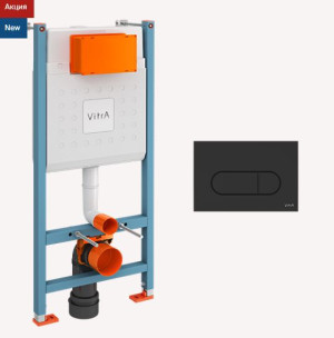 Система инсталляции VitrA Core 800-1874 для унитаза с кнопкой смыва Root R 740-2211 черный матовый