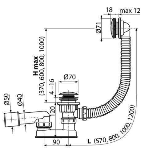 Слив-перелив AlcaPlast A504CKM click-clack
