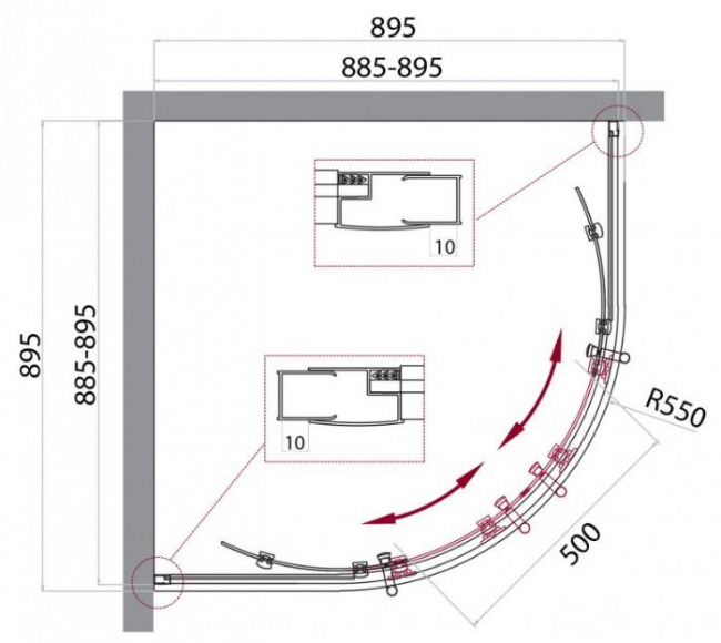 Душевой уголок BelBagno UNO-195-R-2-90-P-Cr 90*90 punto