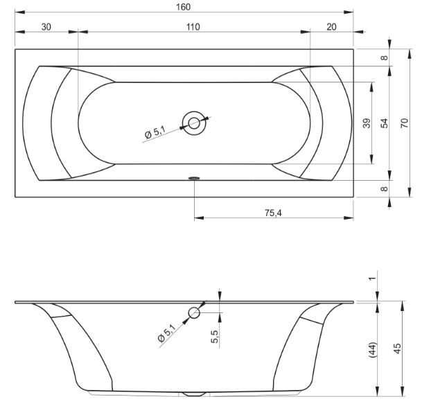 Ванна акриловая Riho Linares 160*70 B140001005