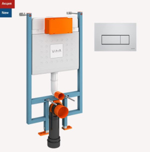 Система инсталляции VitrA Core 800-1875 глубина установки 8см для унитаза с кнопкой смыва Root S 740-2380 хром глянец