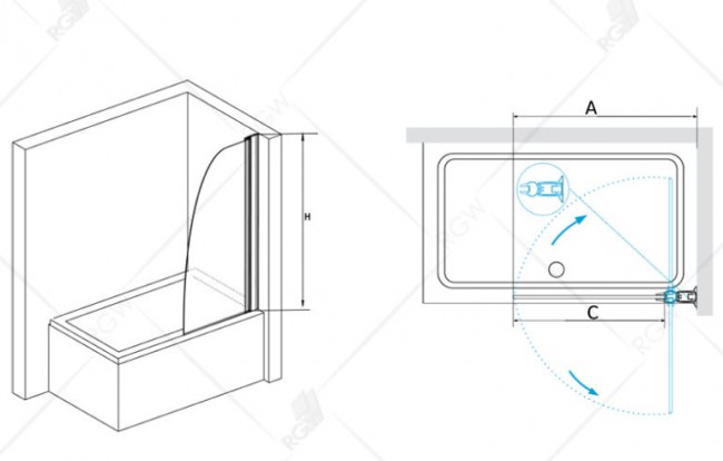 Шторка для ванны RGW SC-36 70 01113607-11 прозрачное