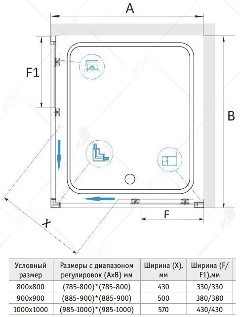 Душевой уголок RGW CL-34B  90*90 32093499-14 прозрачное