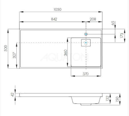 Раковина Акватон Лондри 105 1A72223KLH010 для установки над стиральной машиной правая