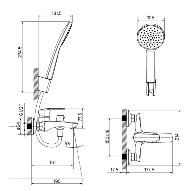 Смеситель Iddis Ray RAYBL02i02 для ванны