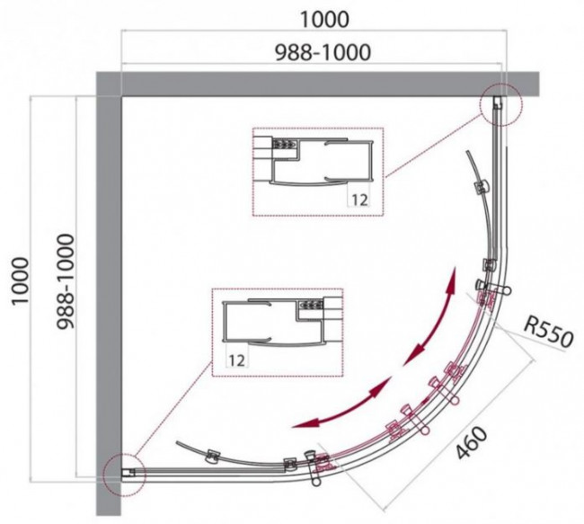 Душевой уголок BelBagno UNO-195-R-2-100-P-Cr 100*100 punto