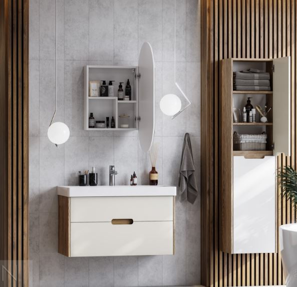 Тумба под раковину Акватон Оливия 90 1A254401OLVG0 бежевый, дуб велл