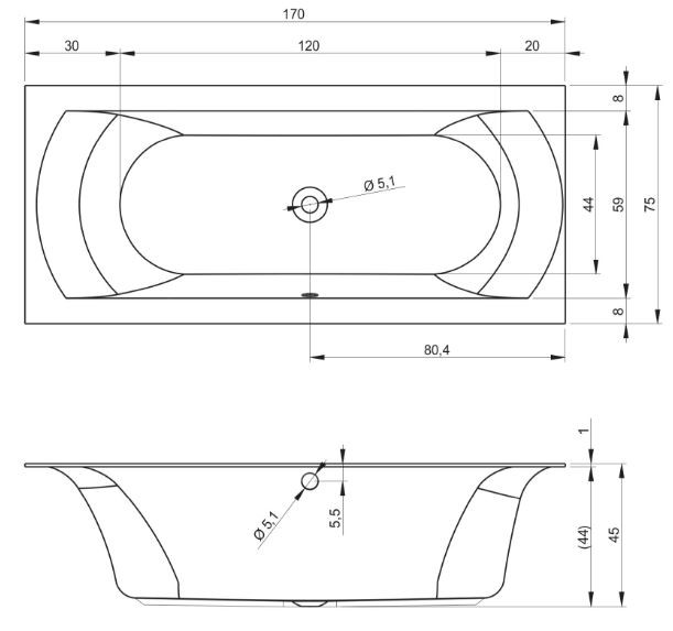 Ванна акриловая Riho Linares 170*75 B141001005