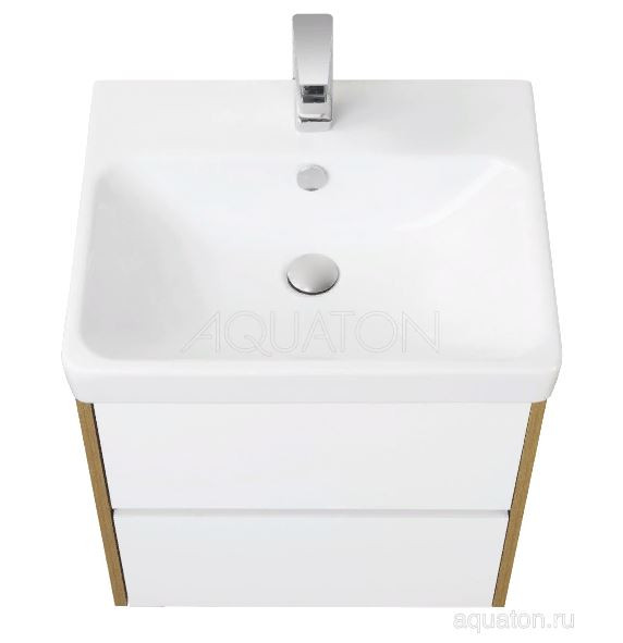 Комплект тумба Акватон Сканди 55 белая дуб рустикальный с раковиной Адриана 55 1A2517K0SDZ90