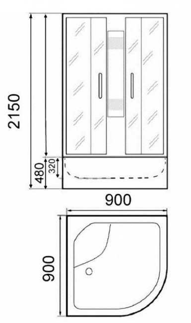 Душевая кабина Parly AE901 90*90