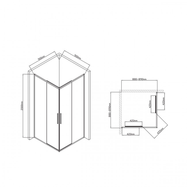 Душевой уголок Vincea Slim-U 90*90 VSS-2SU900CL прозрачное