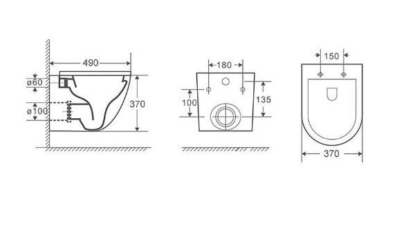 Унитаз подвесной Azario Grado AZ-0046 SP MH серый безободковый с сиденьем микролифт 