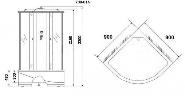 Душевая кабина Niagara NG-708-01N 90*90
