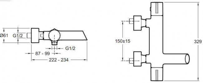 Смеситель Jacob Delafon Toobi E8992-CP для ванны термостат