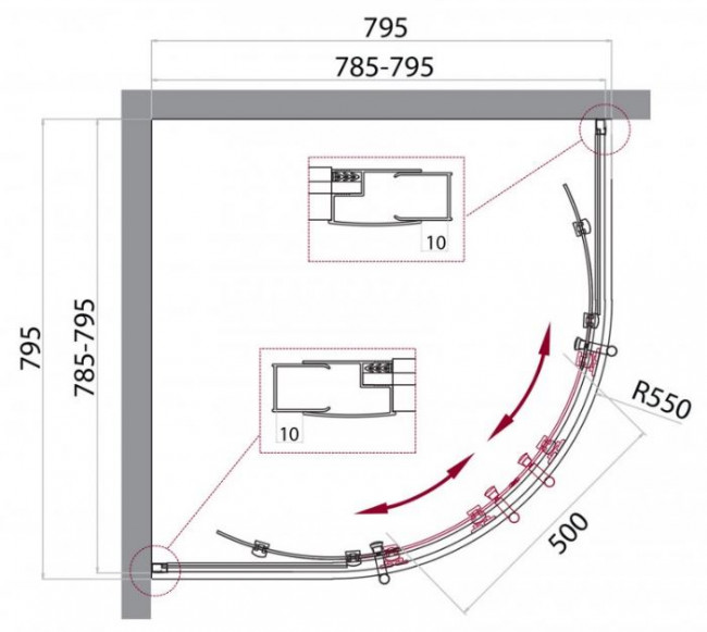 Душевой уголок BelBagno UNO-195-R-2-80-C-Cr 80*80 прозрачное