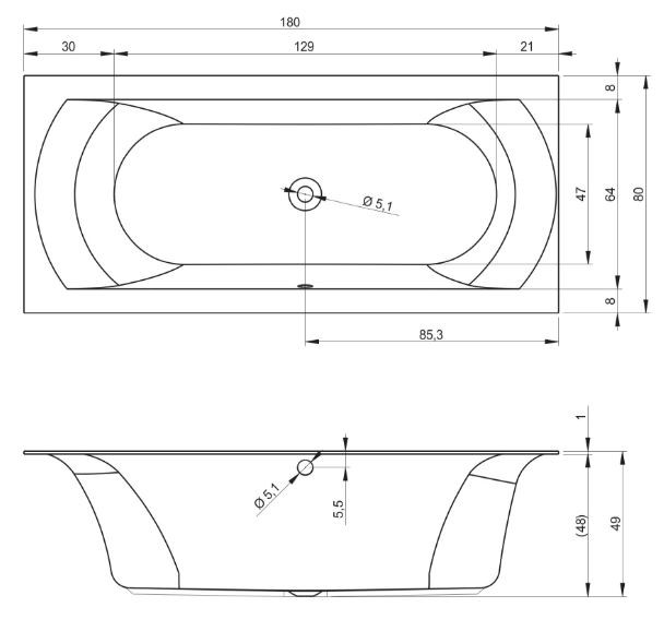 Ванна акриловая Riho Linares 180*80 B142001005