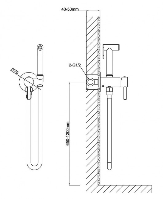 Комплект гигиенического душа Vincea VHFW-101GM вороненая сталь