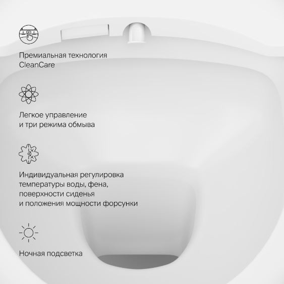 Унитаз подвесной Am.Pm Awe Clean Care C111739SC безободковый с электронной крышкой-биде